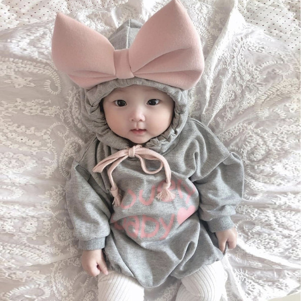 Baby bodysuit για κορίτσια με κουκούλα και κορδέλα σε διάφορα χρώματα