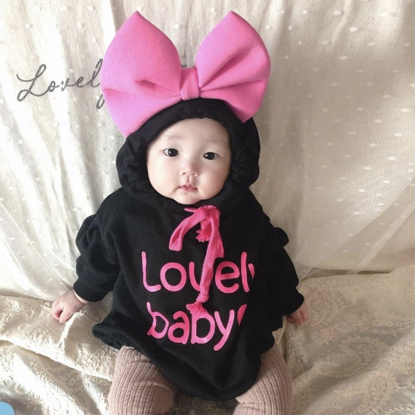 Baby bodysuit για κορίτσια με κουκούλα και κορδέλα σε διάφορα χρώματα