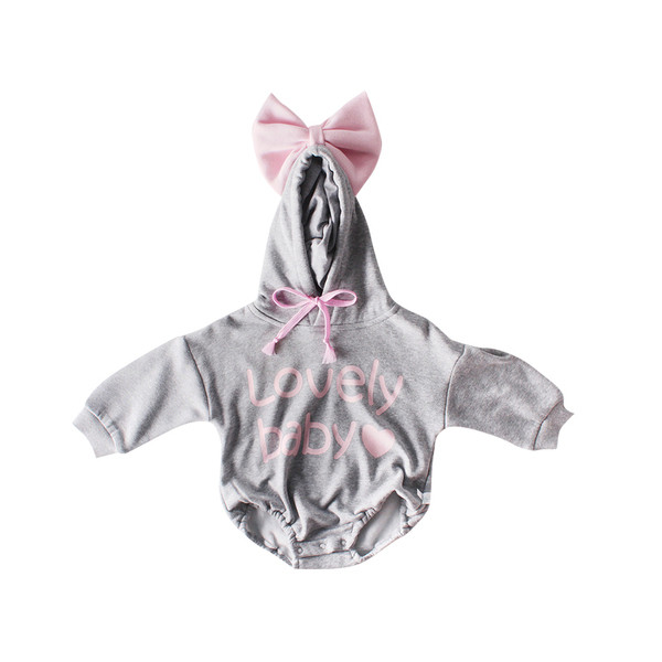 Baby bodysuit για κορίτσια με κουκούλα και κορδέλα σε διάφορα χρώματα
