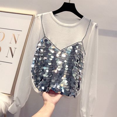 Μοντέρνα γυναικεία μπλούζα  με πούλιες σε τρία χρώματα