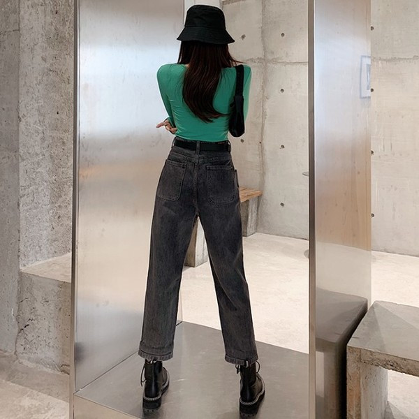 Szürke női farmer, magas derékkal