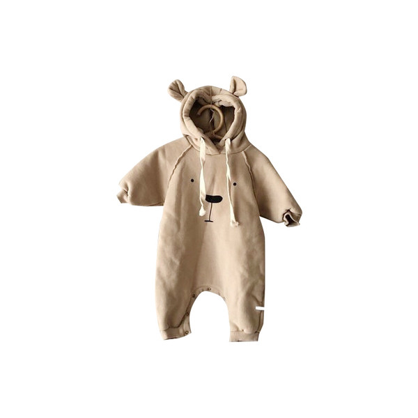 Modern baba overall rózsaszín és bézs színű kapucnival