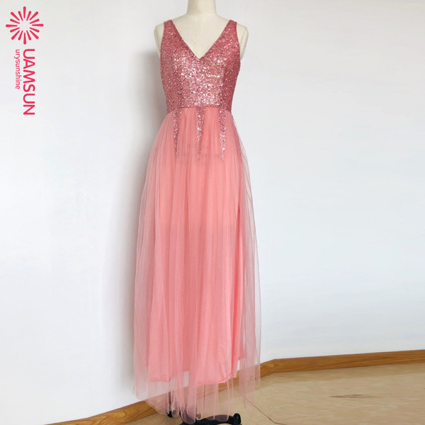 Rochie moderna de dama lunga cu bretele late si efect stralucitor in doua culori