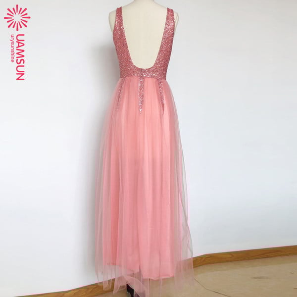 Rochie moderna de dama lunga cu bretele late si efect stralucitor in doua culori