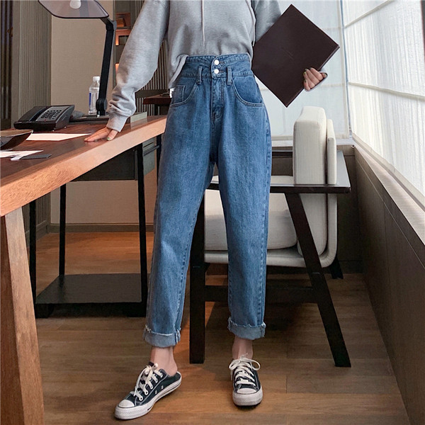 Μακρύ και φαρδιά τζην με υψηλή μέση σε μπλε και μαύρο χρώμα