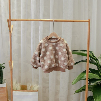 Μοντέρνα παιδική μπλούζα πουά σε καφέ και κίτρινο χρώμα