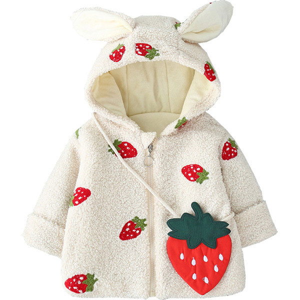 Νέο μοντέλο φθινοπωρινό μπουφάν για κορίτσια με κουκούλα και κεντήματα σε λευκό και ροζ χρώμα