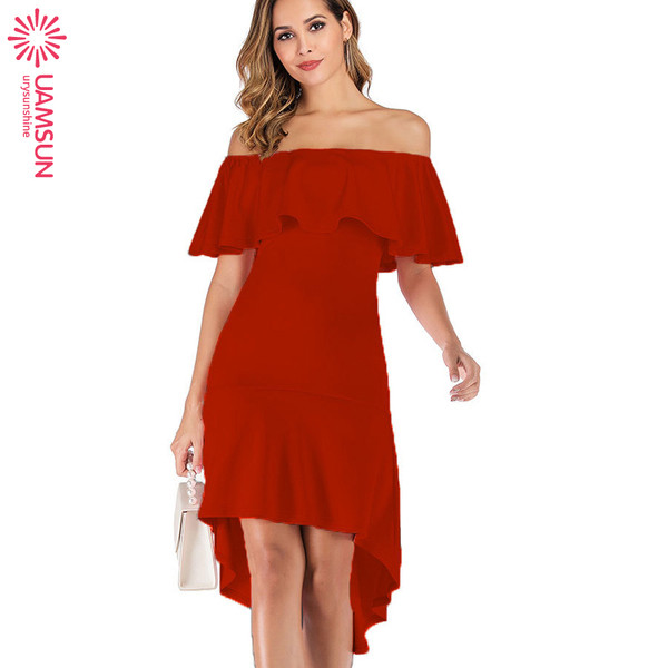 Rochie de dama moderna model asimetric cu maneci cazute in trei culori