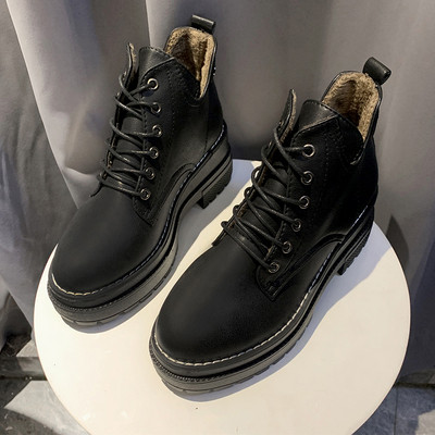 Γυναικείες χειμωνιάτικες μπότες σε οικολογικό δέρμα με κορδόνια  σε τρία χρώματα