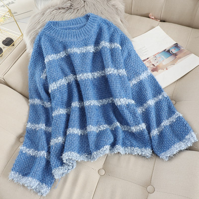 Modern női pulóver kerek nyakkivágással, több színben