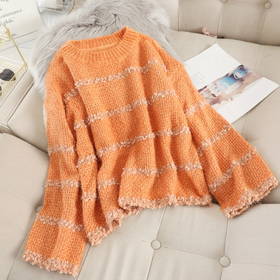 Modern női pulóver kerek nyakkivágással, több színben