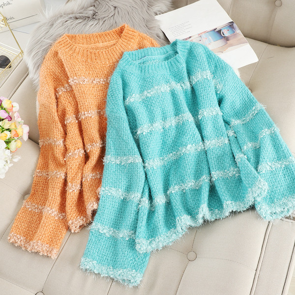 Modern női pulóver kerek nyakkivágással, több színben