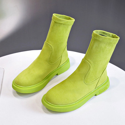 Μοντέρνες γυναικείες μπότες σουέτ  με επίπεδη σόλα - πολλά χρώματα