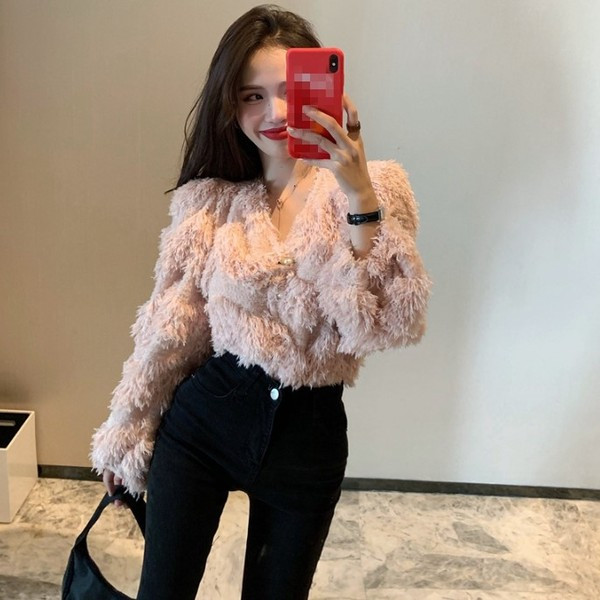 Női kardigán rojtokkal és spitz nyakkivágással, rózsaszín és fehér színben