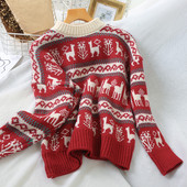 Γυναικείο πουλόβερ με μοτίβα Χριστουγέννων σε τρία χρώματα