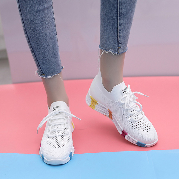 Casual γυναικεία αθλητικά παπούτσια με χρωματιστή πλατφόρμα