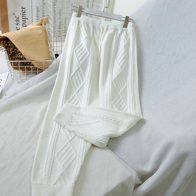 Плетен дамски панталон с еластична талия в няколко цвята