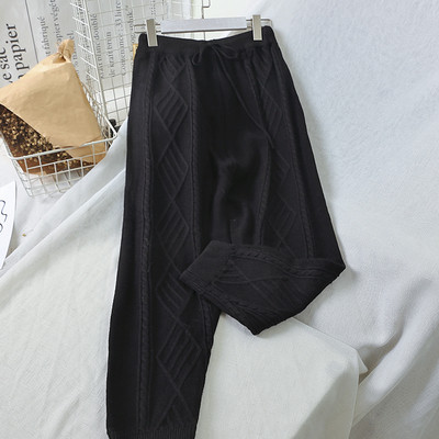 Плетен дамски панталон с еластична талия в няколко цвята