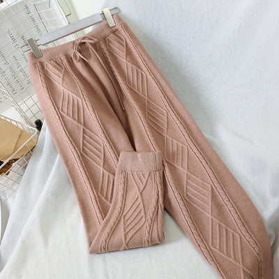 Плетен дамски панталон с еластична талия в няколко цвята