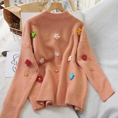 Γυναικείο Πουλόβερ με τρισδιάστατα στοιχεία σε διαφορετικά χρώματα