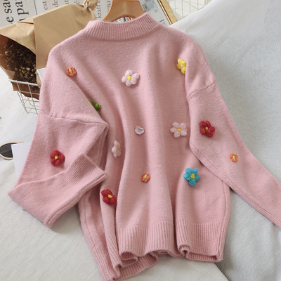 Γυναικείο Πουλόβερ με τρισδιάστατα στοιχεία σε διαφορετικά χρώματα