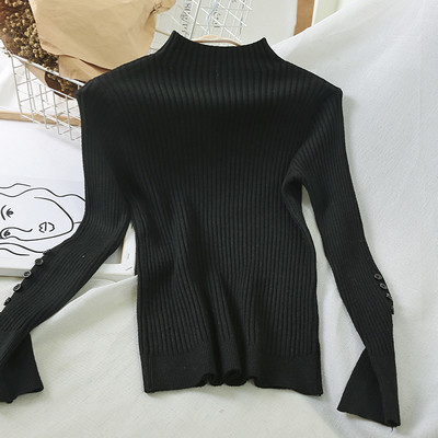 Casual γυναικείο πουλόβερ με κουμπία μανίκια σε διάφορα χρώματα