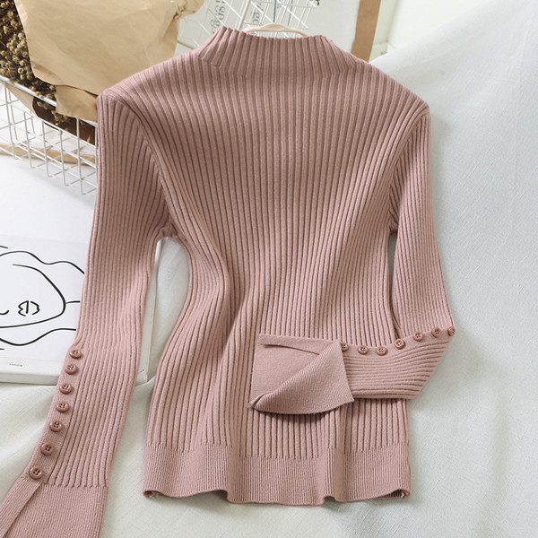 Casual γυναικείο πουλόβερ με κουμπία μανίκια σε διάφορα χρώματα