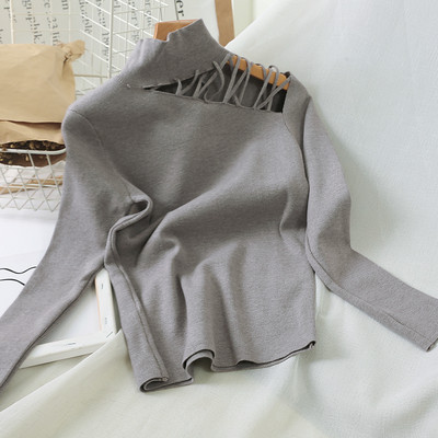 Pulover de dama modern cu guler inalt si decupaje in mai multe culori