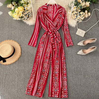 Μοντέρνα γυναικεία μακρύ ολόσωμη φόρμα με ζώνη σε διάφορα χρώματα