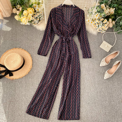 Μοντέρνα γυναικεία μακρύ ολόσωμη φόρμα με ζώνη σε διάφορα χρώματα