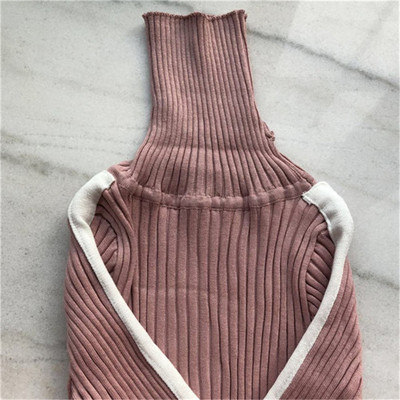 Γυναικείο  κοντό φόρεμα για το φθινοπώρο με υψηλό γιακά και μακρύ μανίκι σε διάφορα χρώματα