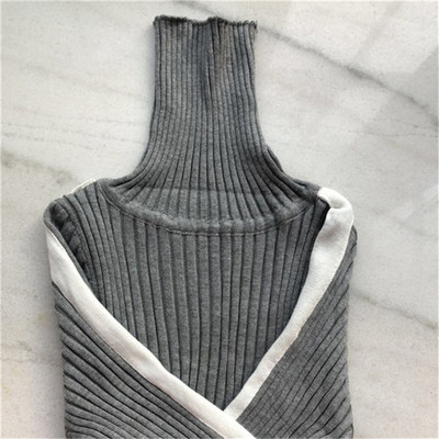 Γυναικείο  κοντό φόρεμα για το φθινοπώρο με υψηλό γιακά και μακρύ μανίκι σε διάφορα χρώματα