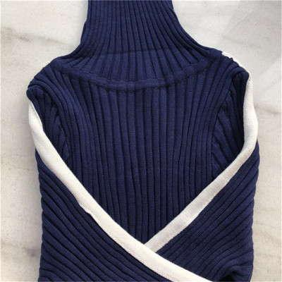 Γυναικείο  κοντό φόρεμα για το φθινοπώρο με υψηλό γιακά και μακρύ μανίκι σε διάφορα χρώματα