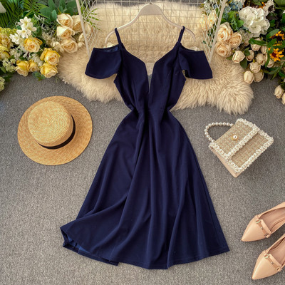 Rochie elegantă de damă cu decolteu în V în trei culori