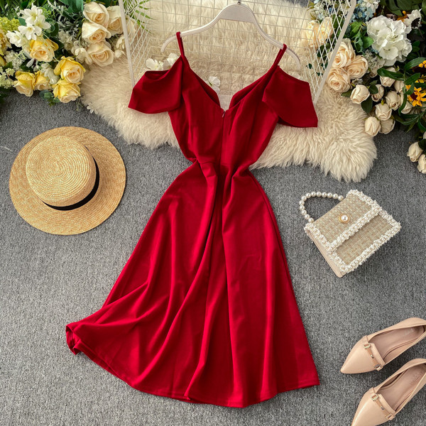 Rochie elegantă de damă cu decolteu în V în trei culori