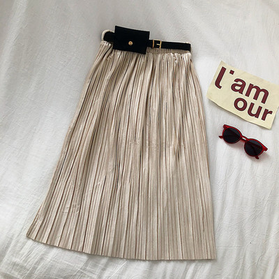 Πλισέ γυναικεία φούστα με ζώνη σε διάφορα χρώματα