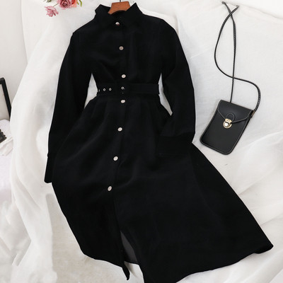 Μοντέρνο γυναικείο φόρεμα  με κουμπιά και ζώνη σε διάφορα χρώματα