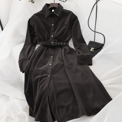 Μοντέρνο γυναικείο φόρεμα  με κουμπιά και ζώνη σε διάφορα χρώματα