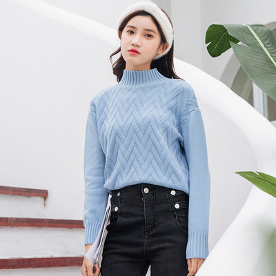 Νέο μοντέλο καθημερινό γυναικείο πουλόβερ με κολάρο σε διάφορα χρώματα