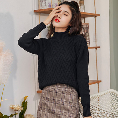 Νέο μοντέλο καθημερινό γυναικείο πουλόβερ με κολάρο σε διάφορα χρώματα