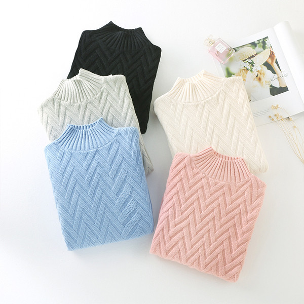 Νέο μοντέλο καθημερινό γυναικείο πουλόβερ με κολάρο σε διάφορα χρώματα