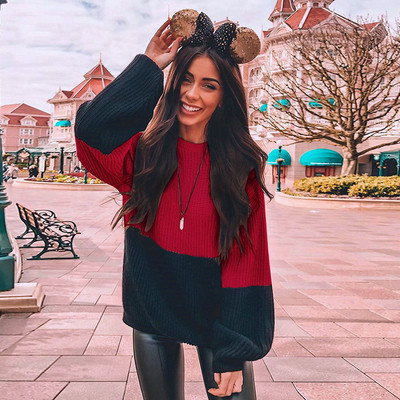 Pulover de dama modern cu maneci largi si decolteu rotund in mai multe culori