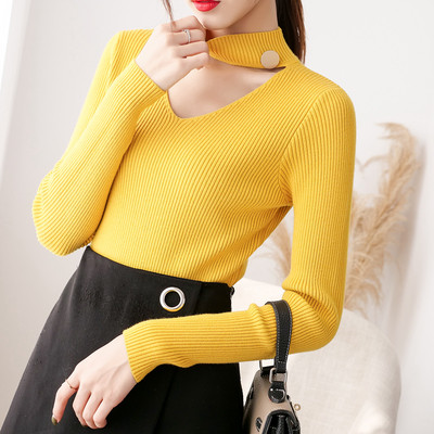 Pulover de dama model nou cu decupaje in alb, negru, verde si galben