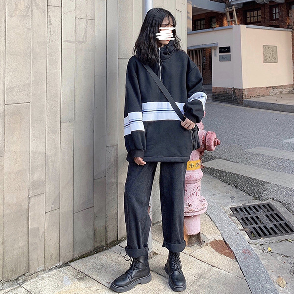 Γυναικείο casual φούτερ  με υψηλό γιακά και φερμουάρ