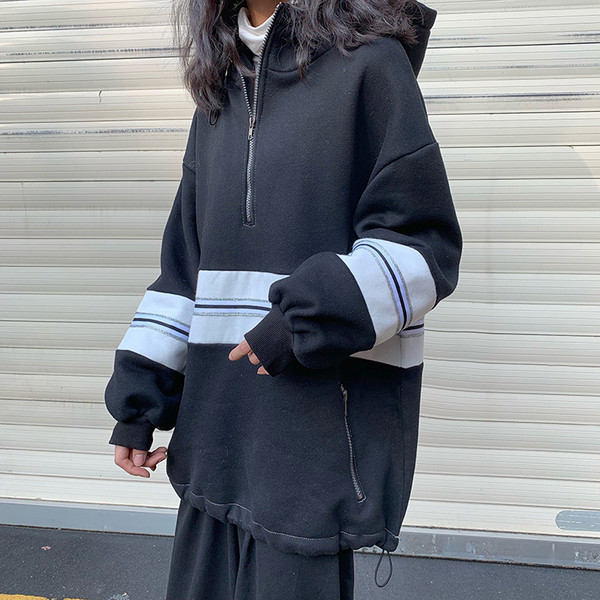 Γυναικείο casual φούτερ  με υψηλό γιακά και φερμουάρ