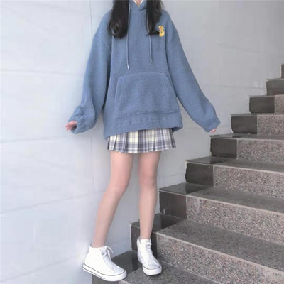 Γυναικείο καθημερινό φούτερ με κουκούλα σε δύο χρώματα