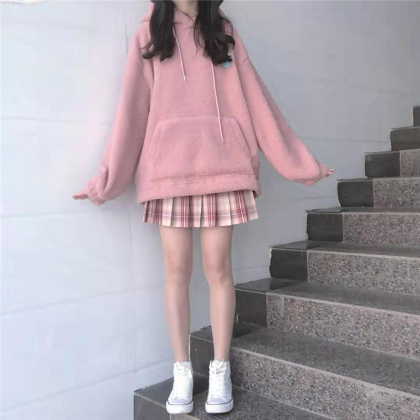 Γυναικείο καθημερινό φούτερ με κουκούλα σε δύο χρώματα