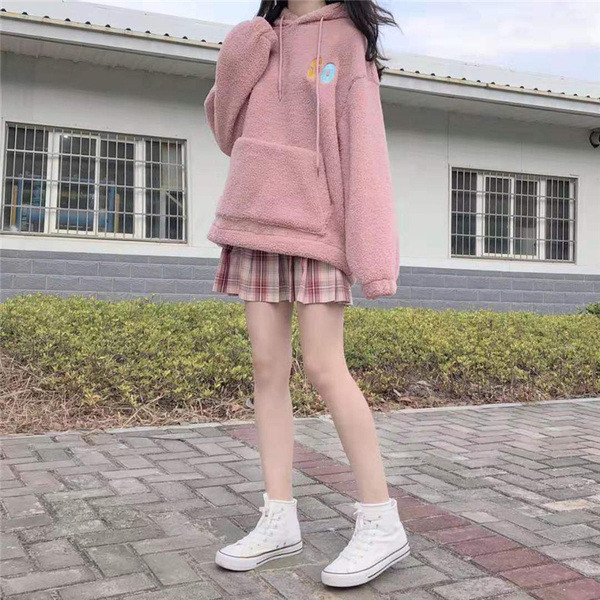 Γυναικείο καθημερινό φούτερ με κουκούλα σε δύο χρώματα