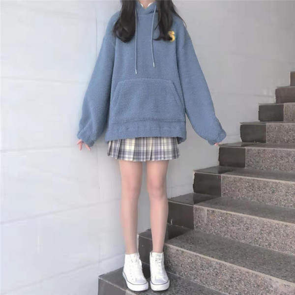 Γυναικείο καθημερινό φούτερ με κουκούλα σε δύο χρώματα