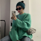 Pulover de damă modern în verde și roz